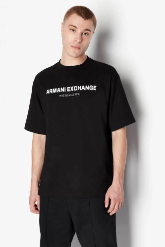 Armani Exchange ανδρικό T-shirt με logo print Regular Fit - 6RZMHMZJDHZ Μαύρο M